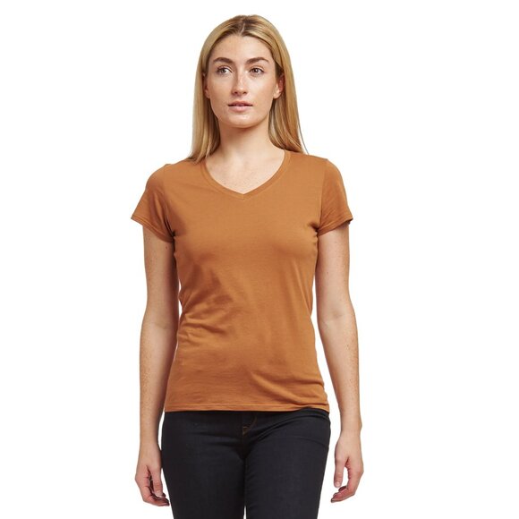 Mott & Bow Fitted V-Neck Marcy Tee in Cardamon (rust) Size XL - Picture 1 of 9
